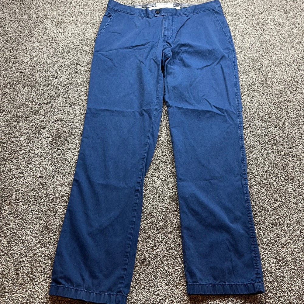 BRAX Style Evans Chinos Blue Cotton Flat‎ Front Men's Pants Size 34X31